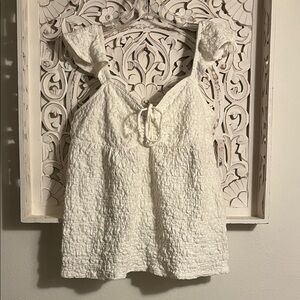 Lucky Brand White Textured Blouse